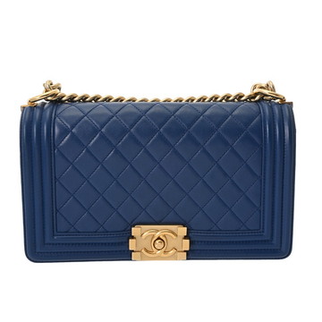 シャネル ボーイシャネル チェーンショルダー 25cm ブルー A67086 ラムスキン レディース バッグ 【中古】【bag】
