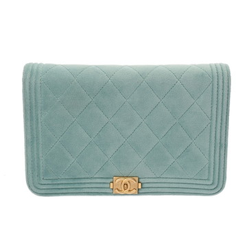 シャネル ボーイシャネル チェーンウォレット ライトブルー A81969 ベロア レディース バッグ 【中古】【bag】
