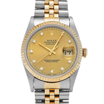ロレックス デイトジャスト 16233G シャンパン/ダイヤモンド メンズ 時計 【中古】【wristwatch】