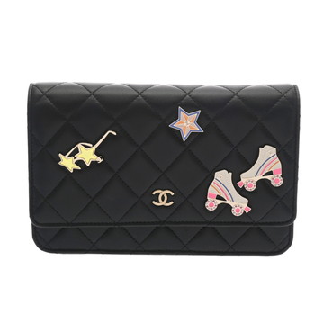 シャネル マトラッセ クラシック チェーンウォレット ブラック AP0250 ラムスキン レディース バッグ 【中古】【bag】