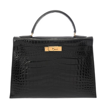 エルメス ケリー 32 外縫い 2WAY ブラック アリゲーターリセ レディース バッグ 【中古】【bag】