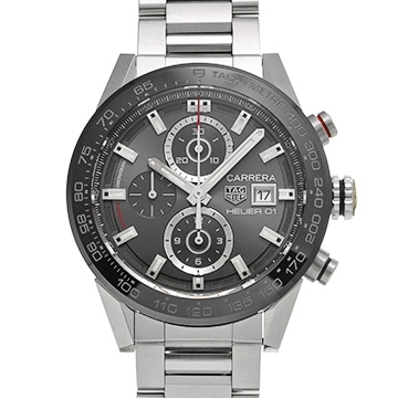 タグ ホイヤー カレラ キャリバーホイヤー01 クロノグラフ CAR201W.BA0714 グレー メンズ 時計 【中古】【wristwatch】
