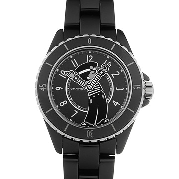 シャネル マドモアゼル J12 ラ パウザ限定 H7609 ブラックラッカー メンズ 時計 【中古】【wristwatch】