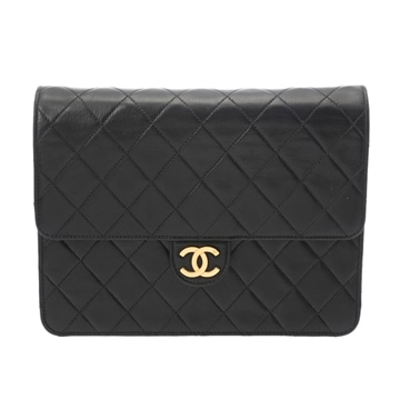 シャネル マトラッセ プッシュロックチェーンショルダー ブラック ラムスキン レディース バッグ 【中古】【bag】