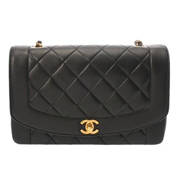 シャネル チェーンショルダー 25cm ダイアナ ブラック A01165 ラムスキン レディース バッグ 【中古】【bag】