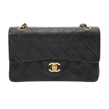 シャネル マトラッセ Ｗフラップ Ｗチェーンショルダー 23 ブラック A01113 ラムスキン レディース バッグ 【中古】【bag】