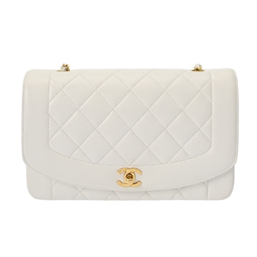 シャネル ダイアナ チェーンショルダー 25cm ダイアナ ホワイト A01165 ラムスキン レディース バッグ 【中古】【bag】