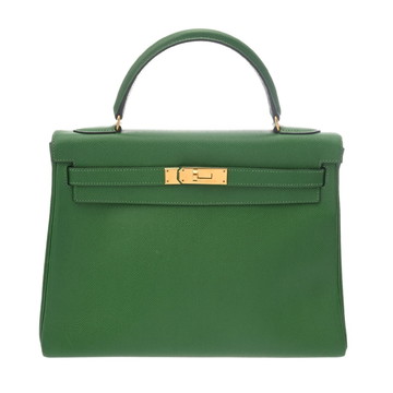 エルメス ケリー 32 内縫い 2WAY グリーン クシュベル ユニセックス バッグ 【中古】【bag】