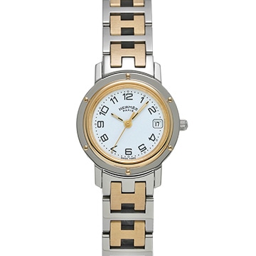 エルメス クリッパー CL4.220 ホワイト レディース 時計 【中古】【wristwatch】