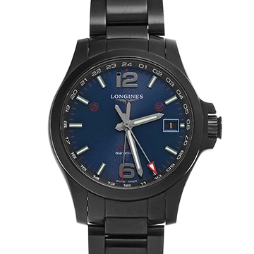 ロンジン コンクエスト V.H.P. GMT L3.718.2.96.6 ブルー メンズ 時計 【中古】【wristwatch】