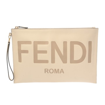 フェンディ ラージ フラット ポーチ ホワイト 8N0178-AC9L-2180501 カーフレザー ユニセックス バッグ 【中古】【bag】