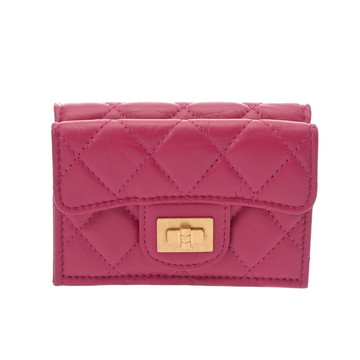 シャネル スモールフラップウォレット 2.55  ピンク A70325 エイジドカーフスキン レディース 財布 【中古】【purse】