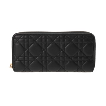 ディオール カナージュ Lady Dior Voyageur ウォレット ブラック S0007ONMJ_M900 ラムスキン レディース 財布 【中古】【purse】