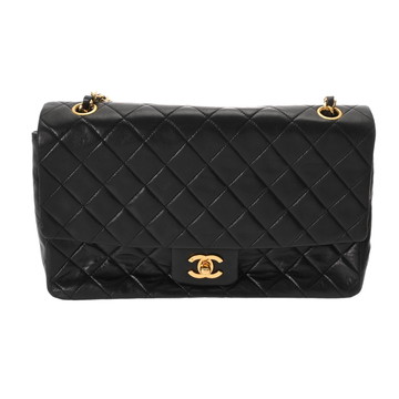 シャネル マトラッセ SフラップWチェーンショルダー 27 ブラック ラムスキン レディース バッグ 【中古】【bag】