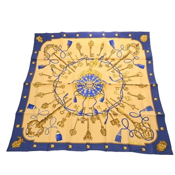エルメス カレ 90 LES CLES マルチカラー シルク100％ レディース 【中古】【other】