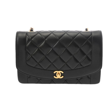 シャネル ダイアナ チェーンショルダー 25cm ブラック A01165 ラムスキン レディース バッグ 【中古】【bag】