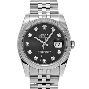 ロレックス デイトジャスト 116234G ブラック/ダイヤモンド メンズ 時計 【中古】【wristwatch】