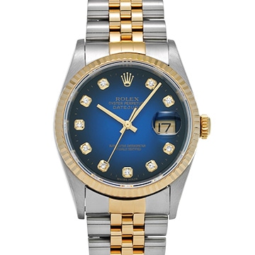 ロレックス デイトジャスト 36 16233G ブルー・グラデーション/ダイヤモンド メンズ 時計 【中古】【wristwatch】