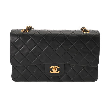 シャネル マトラッセ Wフラップ Wチェーンショルダー 25 ブラック A01112 ラムスキン レディース バッグ 【中古】【bag】