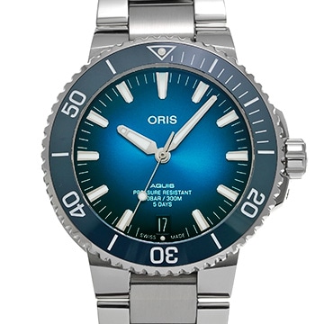 オリス アクイス デイト キャリバー400 01 400 7763 4135-07 8 24 09PEB ブルー メンズ 時計 【中古】【wristwatch】