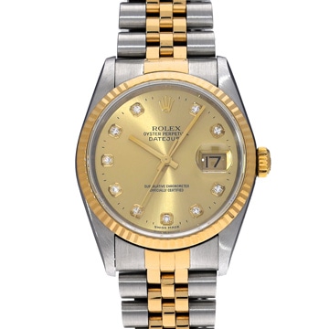 ロレックス デイトジャスト 16233G シャンパン/ダイヤモンド メンズ 時計 【中古】【wristwatch】