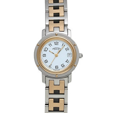 エルメス クリッパー CL4.220 ホワイト レディース 時計 【中古】【wristwatch】