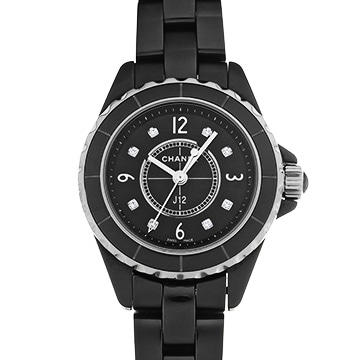 シャネル J12 29MM H2569 ブラックラッカー/ダイヤモンド レディース 時計 【中古】【wristwatch】