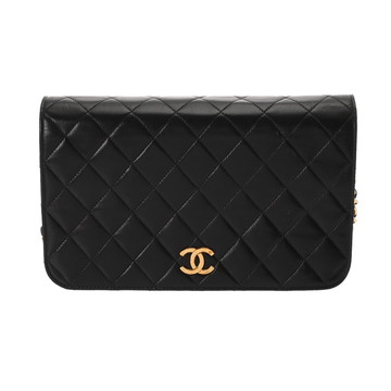 シャネル マトラッセ プッシュロックチェーンショルダー ブラック ラムスキン レディース バッグ 【中古】【bag】