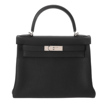 エルメス ケリー 28 内縫い ブラック トゴ レディース バッグ 【中古】【bag】