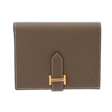エルメス ベアン コンパクト エトゥープ ヴォーエプソン レディース 財布 【中古】【purse】