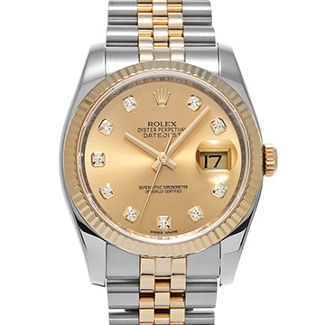 ロレックス デイトジャスト 116233G シャンパン/ダイヤモンド メンズ 時計 【中古】【wristwatch】