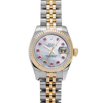 ロレックス デイトジャスト 179173NGR ホワイトシェル/ルビー レディース 時計 【中古】【wristwatch】