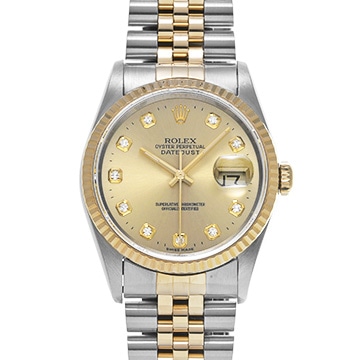 ロレックス デイトジャスト 16233G シャンパン/ダイヤモンド メンズ 時計 【中古】【wristwatch】