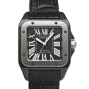 カルティエ サントス100 カーボン W2020010 ブラック メンズ 時計 【中古】【wristwatch】