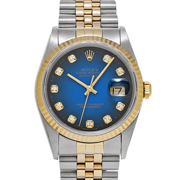 ロレックス デイトジャスト 16233G ブルー・グラデーション/ダイヤモンド メンズ 時計 【中古】【wristwatch】