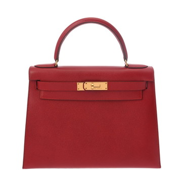エルメス ケリー 28 外縫い ルージュヴィフ クシュベル レディース バッグ 【中古】【bag】