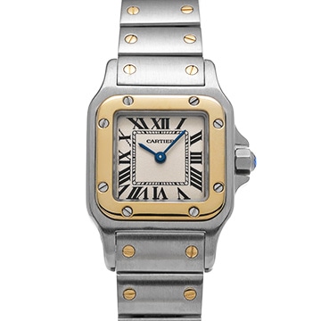 カルティエ サントス ガルベ SM W20012C4 アイボリー レディース 時計 【中古】【wristwatch】