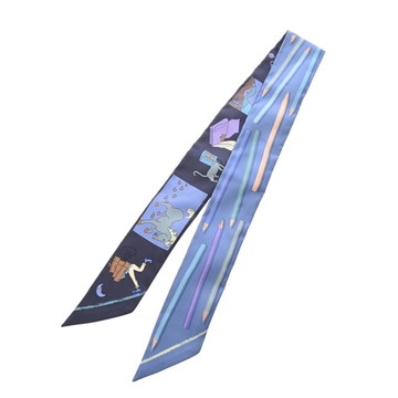 エルメス ツイリー A VOS CRAYONS ブルー/ネイビー/マルチカラー シルク100％ レディース 【新品】【other】