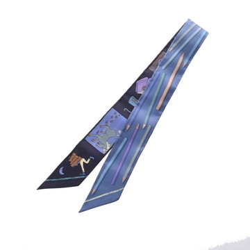 エルメス ツイリー A VOS CRAYONS ブルー/ネイビー/マルチカラー シルク100％ レディース 【新品】【other】