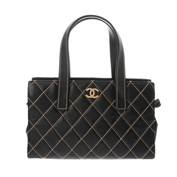シャネル ワイルドステッチ ブラック カーフスキン レディース バッグ 【中古】【bag】
