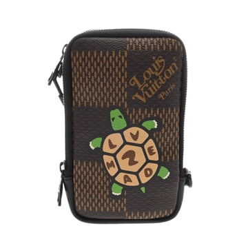 ルイ ヴィトン ダミエジャイアント ダブルフォンポーチ ブラウン N40377 ダミエキャンバス メンズ バッグ 【中古】【bag】