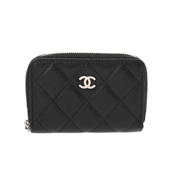 シャネル マトラッセ クラシック ジップ コインパース ブラック AP0216 キャビアスキン レディース 財布 【中古】【purse】