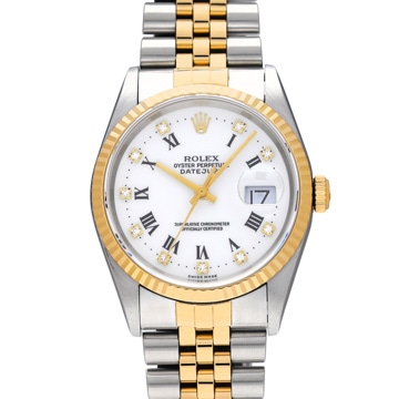 ロレックス デイトジャスト 16233G ホワイト/ダイヤモンド メンズ 時計 【中古】【wristwatch】