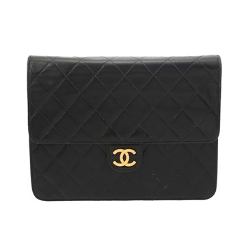 シャネル マトラッセ プッシュロックチェーンショルダー ブラック ラムスキン レディース バッグ 【中古】【bag】
