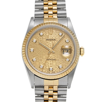 ロレックス デイトジャスト 16233G シャンパンコンピュータ/ダイヤモンド メンズ 時計 【中古】【wristwatch】