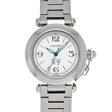 カルティエ パシャC ビッグデイト W31044M7 ホワイト ユニセックス 時計 【中古】【wristwatch】