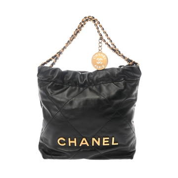 シャネル ミニ ハンドバッグ CHANEL22 ブラック AS3980 シャイニーカーフスキン レディース バッグ 【中古】【bag】