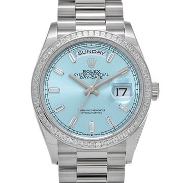 ロレックス デイデイト 36 128396TBR アイスブルー/バゲットダイヤモンド メンズ 時計 【未使用】【wristwatch】