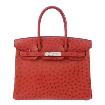 エルメス バーキン 30 ルージュヴィフ オーストリッチ レディース バッグ 【中古】【bag】
