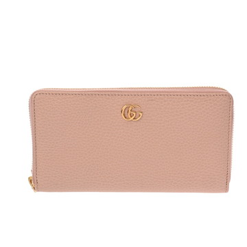 グッチ ダブルG ジップアラウンドウォレット ピンク 456117 584046 レザー レディース 財布 【中古】【purse】